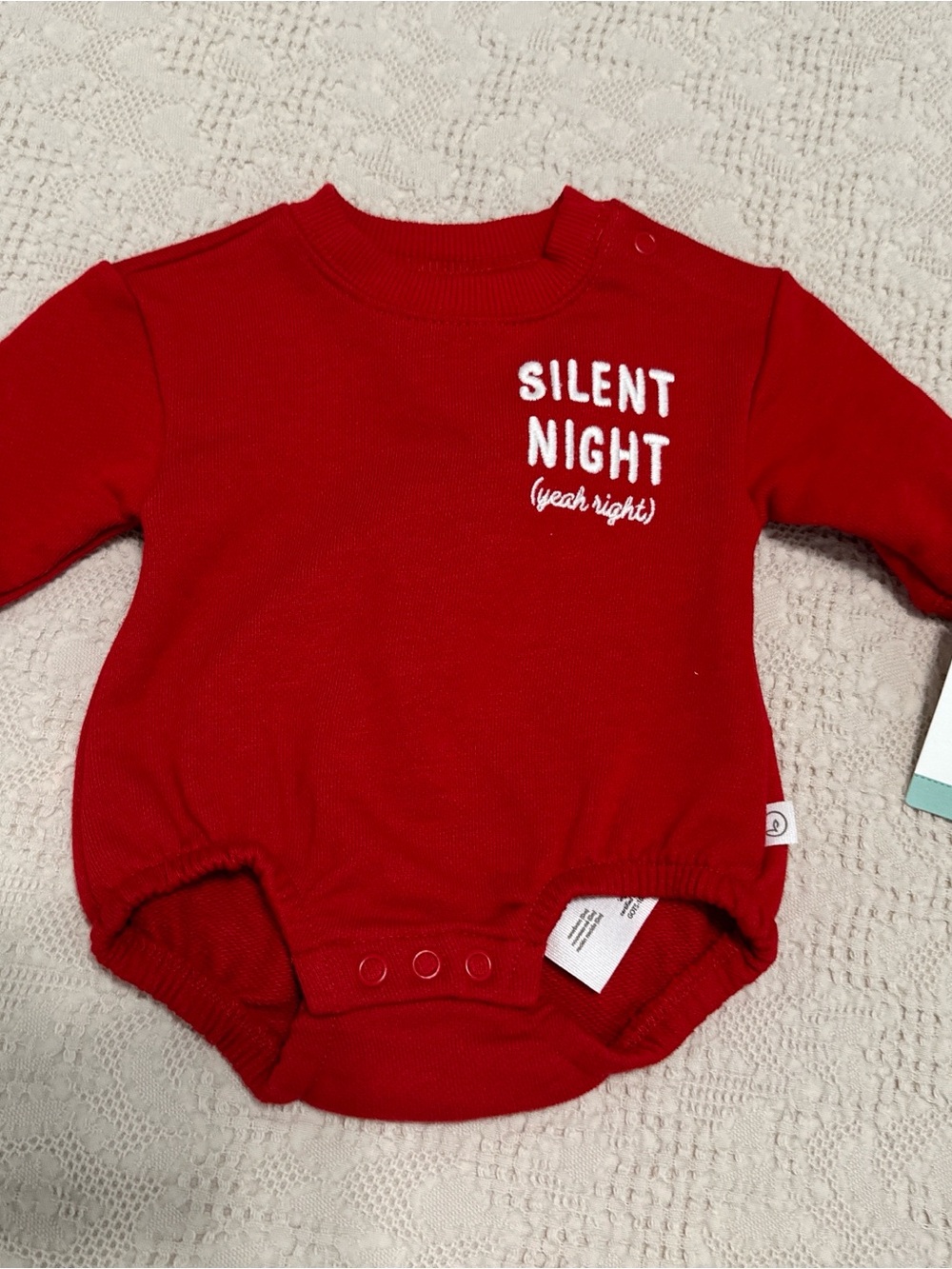 Carter's Red LS Baby Bodysuit with White Embroidery - 3M